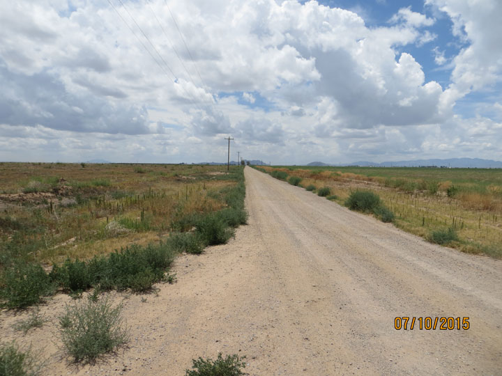 Looking south along Windsong Road from northwest corner